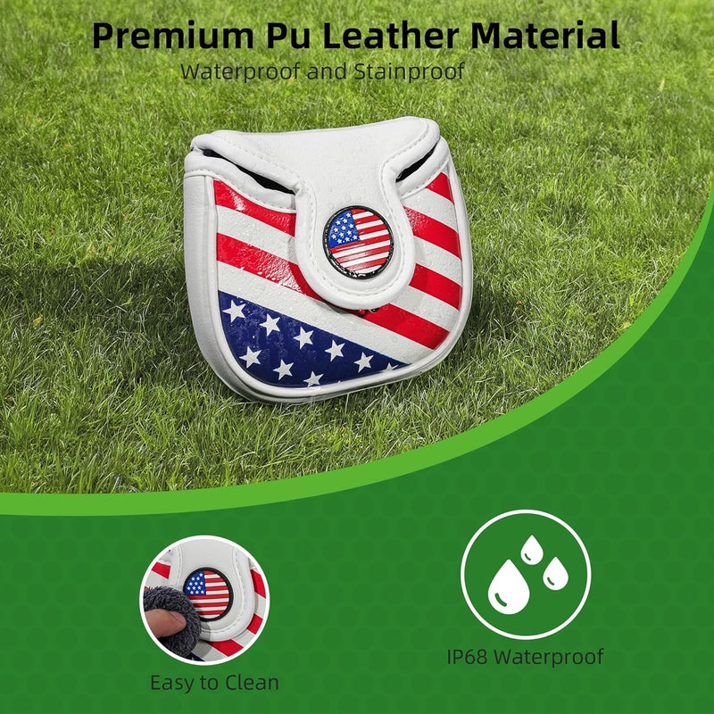 Frimon Golf Club Head Covers,4pcs or 1pc USA Golf Head Covers for Woods and Driver Fairway Hybrid - PU Leather Mallet Blade Putter for Men Women Golf Enthusiast - Image 3
